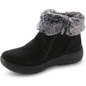 KHOMBU Jessica Winter Black Leather Suede Ankle Boots Faux Fur Size 8M